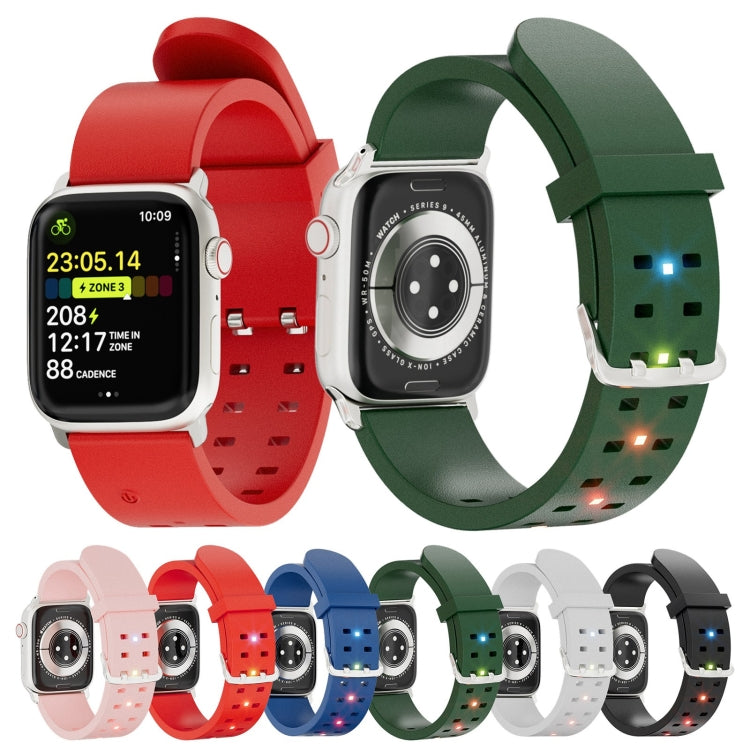 For Apple Watch Series 4 44mm Luminous Colorful Light Silicone Watch Band(Red) - Watch Bands by PMC Jewellery | Online Shopping South Africa | PMC Jewellery