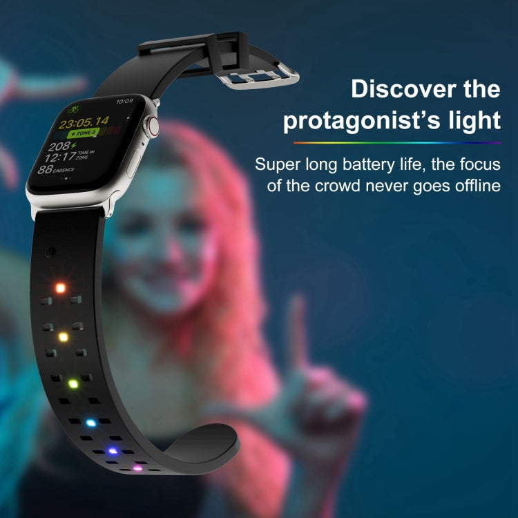 For Apple Watch Series 7 41mm Luminous Colorful Light Silicone Watch Band(Light Grey) - Watch Bands by PMC TechLife | Online Shopping South Africa | PMC TechLife