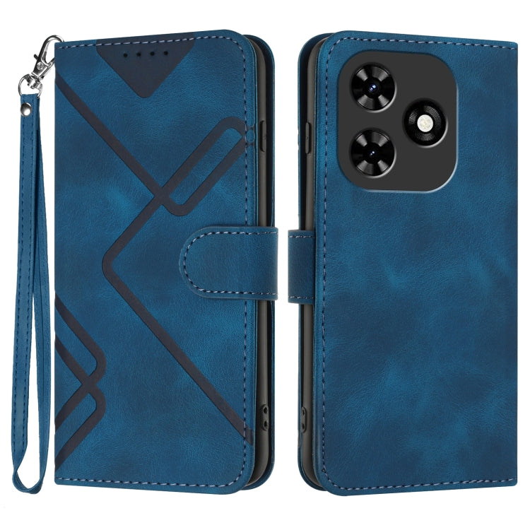 For Tecno Spark Go 2024 Line Pattern Skin Feel Leather Phone Case(Royal Blue) - Tecno Cases by PMC Jewellery | Online Shopping South Africa | PMC Jewellery | Buy Now Pay Later Mobicred