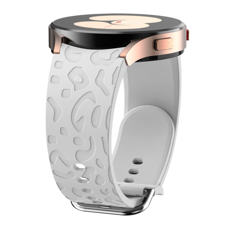 For Samsung Galaxy Watch 6 Leopard Print Embossed Silicone Watch Band(Light Grey) - Watch Bands by PMC TechLife | Online Shopping South Africa | PMC TechLife