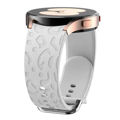 For Samsung Galaxy Watch 6 Leopard Print Embossed Silicone Watch Band(Light Grey) - Watch Bands by PMC Jewellery | Online Shopping South Africa | PMC Jewellery