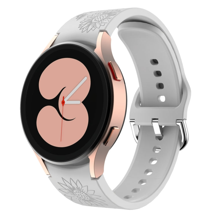 For Samsung Galaxy Watch 6 Sunflower Pattern Embossed Silicone Watch Band(Light Grey) - Watch Bands by PMC TechLife | Online Shopping South Africa | PMC TechLife