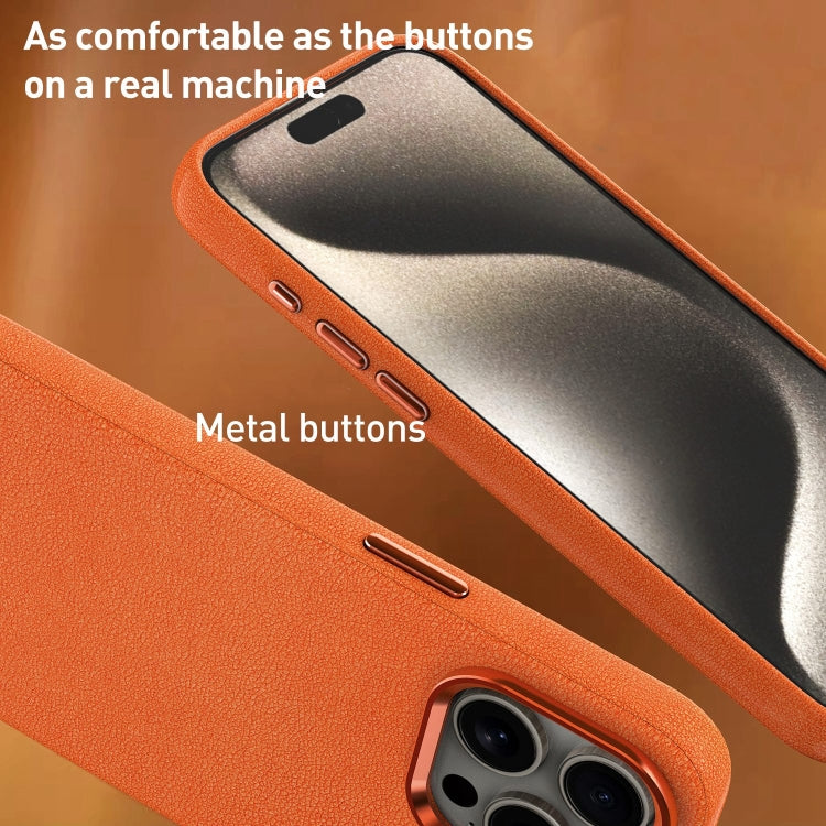 For iPhone 15 Pro Max Metal Lens Frame Leather Full Coverage Shockproof Phone Case(Blue) - iPhone 15 Pro Max Cases by PMC TechLife | Online Shopping South Africa | PMC TechLife