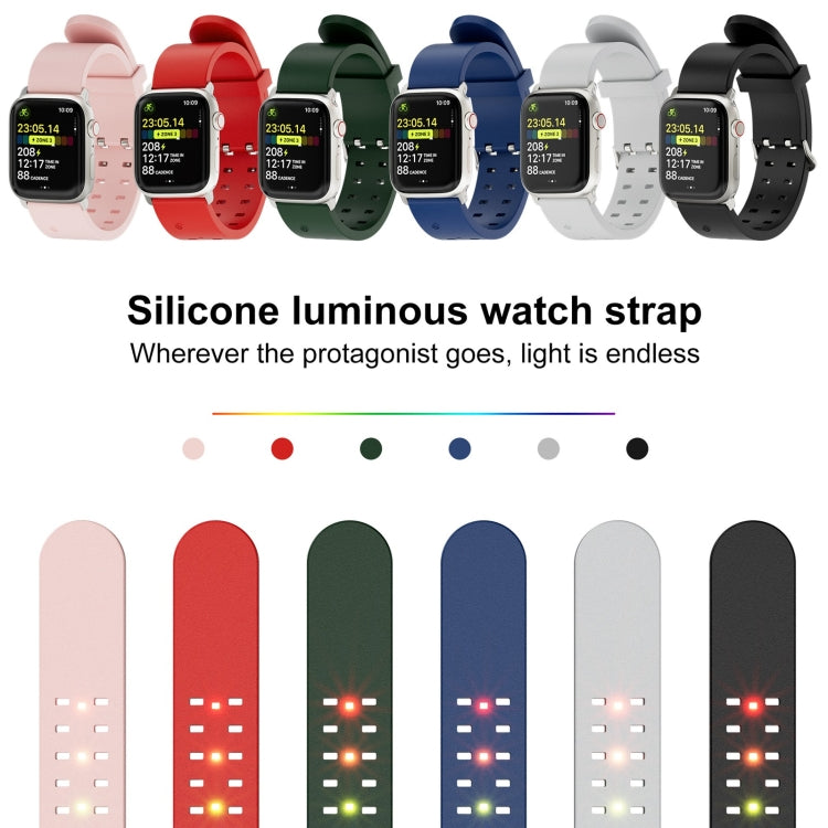 22mm Luminous Colorful Light Silicone Watch Band(Black) - 22mm Bands by PMC TechLife | Online Shopping South Africa | PMC TechLife
