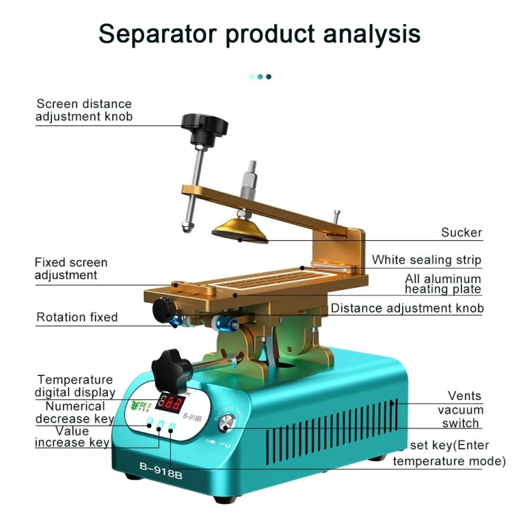 BEST B-918B 7 inch Multi-function Mobile Phone Screen Rotary Separator, US Plug - free shipping - PMC TechLife - Order now!