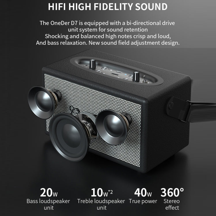 Oneder D7 Bluetooth Speaker Outdoor Karaoke Wireless Speakers With Two Mic(Black) - free shipping - PMC Jewellery - Order now!