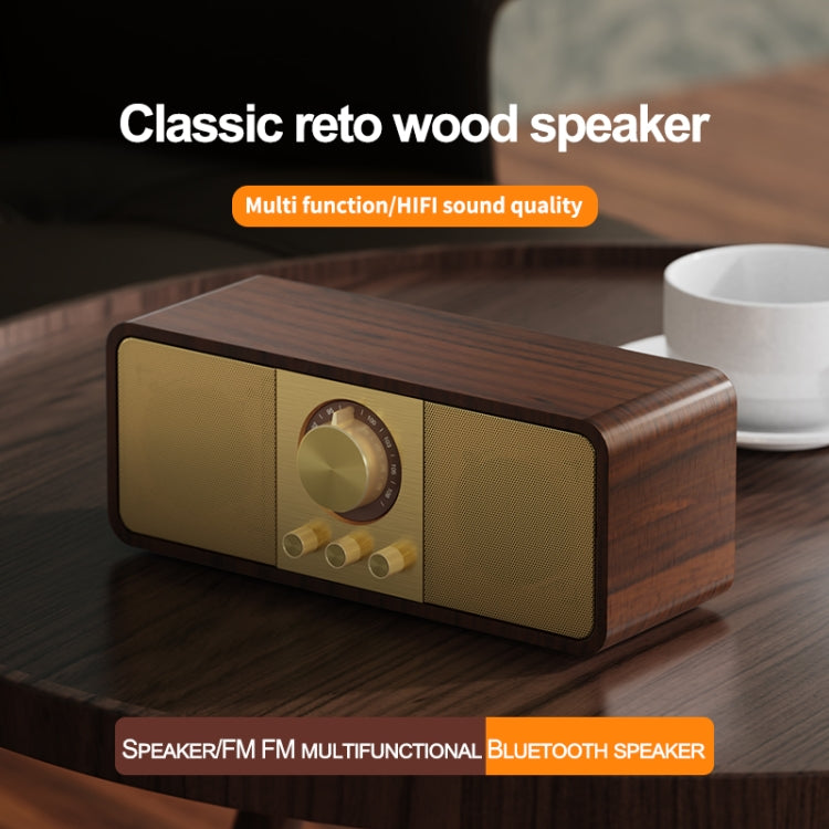 OneDer JY82 Wooden Retro Styling Wireless Speaker HIFI Classic FM Radio Support TF / U-Disk / AUX(Walnut Wood) - Desktop Speaker by OneDer | Online Shopping South Africa | PMC Jewellery | Buy Now Pay Later Mobicred