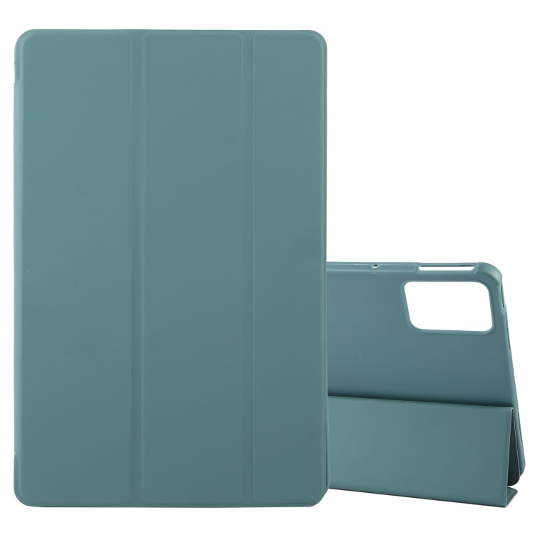 For Lenovo Tab M11/ Xiaoxin Pad 11 2024 Tri-fold Silicone Leather Tablet Case(Dark Green) - Lenovo by PMC Jewellery | Online Shopping South Africa | PMC Jewellery | Buy Now Pay Later Mobicred