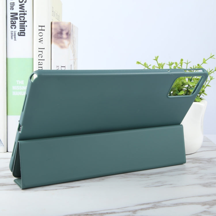 For Lenovo Tab M11/ Xiaoxin Pad 11 2024 Tri-fold Silicone Leather Tablet Case(Dark Green) - Lenovo by PMC Jewellery | Online Shopping South Africa | PMC Jewellery | Buy Now Pay Later Mobicred