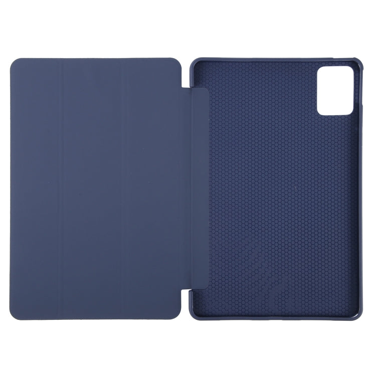 For Lenovo Tab M11/ Xiaoxin Pad 11 2024 Tri-fold Silicone Leather Tablet Case(Dark Blue) - Lenovo by PMC Jewellery | Online Shopping South Africa | PMC Jewellery | Buy Now Pay Later Mobicred