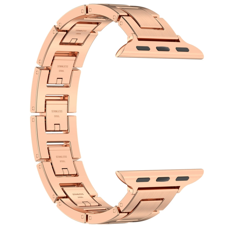 For Apple Watch SE 2023 40mm H Slim Stainless Steel Watch Band(Rose Gold) - Watch Bands by PMC Jewellery | Online Shopping South Africa | PMC Jewellery