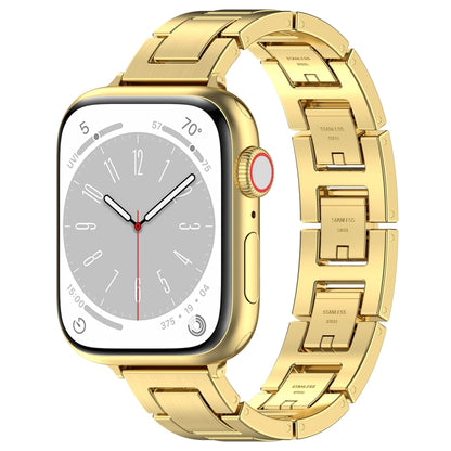 For Apple Watch Series 9 45mm H Slim Stainless Steel Watch Band(Gold) - Watch Bands by PMC Jewellery | Online Shopping South Africa | PMC Jewellery