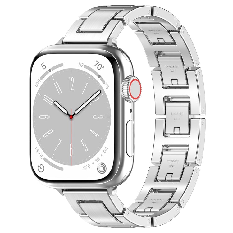 For Apple Watch Series 9 45mm H Slim Stainless Steel Watch Band(Silver) - Watch Bands by PMC Jewellery | Online Shopping South Africa | PMC Jewellery