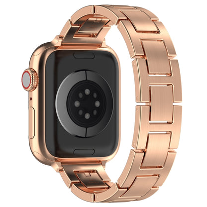 For Apple Watch Ultra 49mm H Slim Stainless Steel Watch Band(Rose Gold) - Watch Bands by PMC Jewellery | Online Shopping South Africa | PMC Jewellery