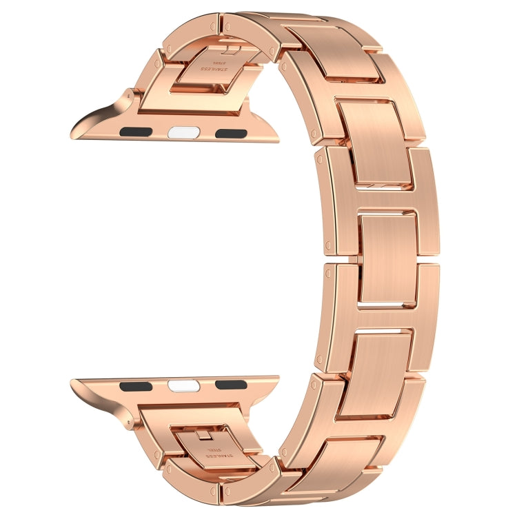 For Apple Watch Series 6 40mm H Slim Stainless Steel Watch Band(Rose Gold) - Watch Bands by PMC Jewellery | Online Shopping South Africa | PMC Jewellery