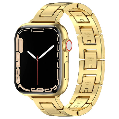 For Apple Watch 42mm H Slim Stainless Steel Watch Band(Gold) - Watch Bands by PMC Jewellery | Online Shopping South Africa | PMC Jewellery