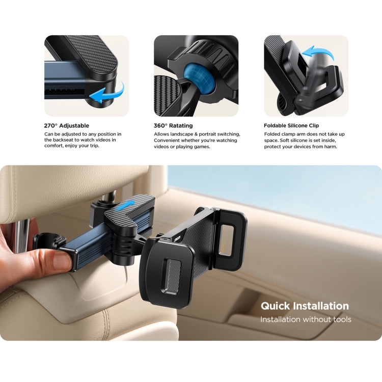 JOYROOM JR-ZS369 Car Headrest Phone & Tablet Holder(Metal Grey) - Car Holders by JOYROOM | Online Shopping South Africa | PMC Jewellery | Buy Now Pay Later Mobicred