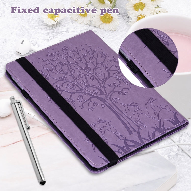 For Lenovo Tab M11 / Xiaoxin Pad 11 2024 Tree & Deer Embossed Leather Tablet Case(Purple) - Lenovo by PMC Jewellery | Online Shopping South Africa | PMC Jewellery | Buy Now Pay Later Mobicred