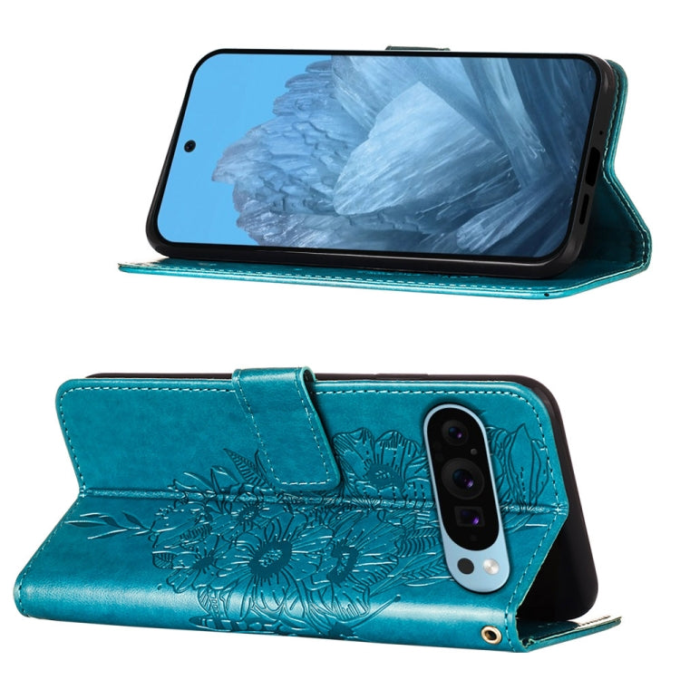 For Google Pixel 9 Embossed Butterfly Leather Phone Case(Blue) - Google Cases by PMC Jewellery | Online Shopping South Africa | PMC Jewellery | Buy Now Pay Later Mobicred