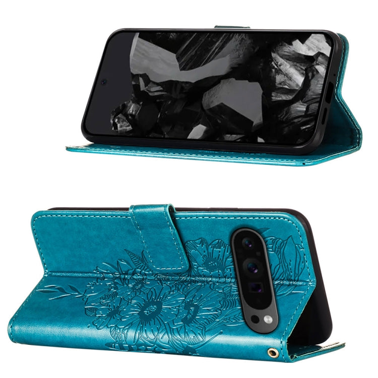 For Google Pixel 9 Pro Embossed Butterfly Leather Phone Case(Blue) - Google Cases by PMC Jewellery | Online Shopping South Africa | PMC Jewellery | Buy Now Pay Later Mobicred