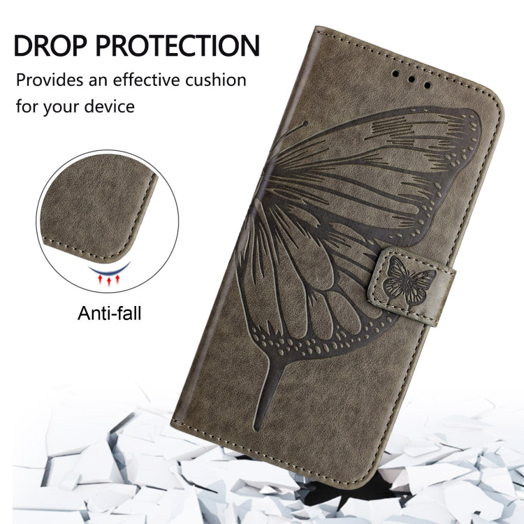 For Google Pixel 9 Pro XL Embossed Butterfly Leather Phone Case(Grey) - Google Cases by PMC TechLife | Online Shopping South Africa | PMC TechLife | Buy Now Pay Later Mobicred
