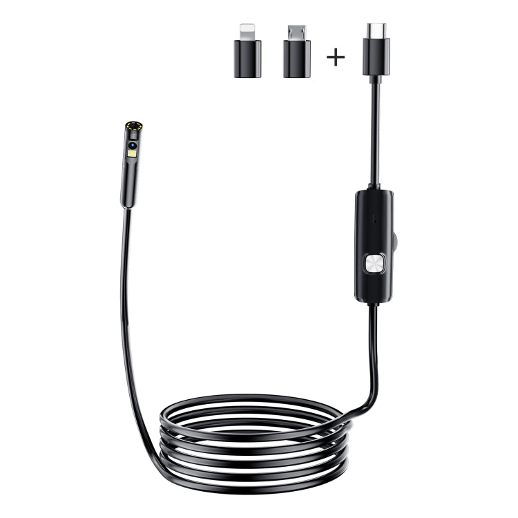 AN112 8mm Double Lenses HD Industry Endoscope Type-C + Micro USB + 8 Pin Connection, Length:5m Hard Tube -  by PMC Jewellery | Online Shopping South Africa | PMC Jewellery | Buy Now Pay Later Mobicred