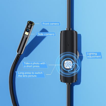 AN112 8mm Double Lenses HD Industry Endoscope Type-C + Micro USB + 8 Pin Connection, Length:5m Hard Tube -  by PMC Jewellery | Online Shopping South Africa | PMC Jewellery | Buy Now Pay Later Mobicred