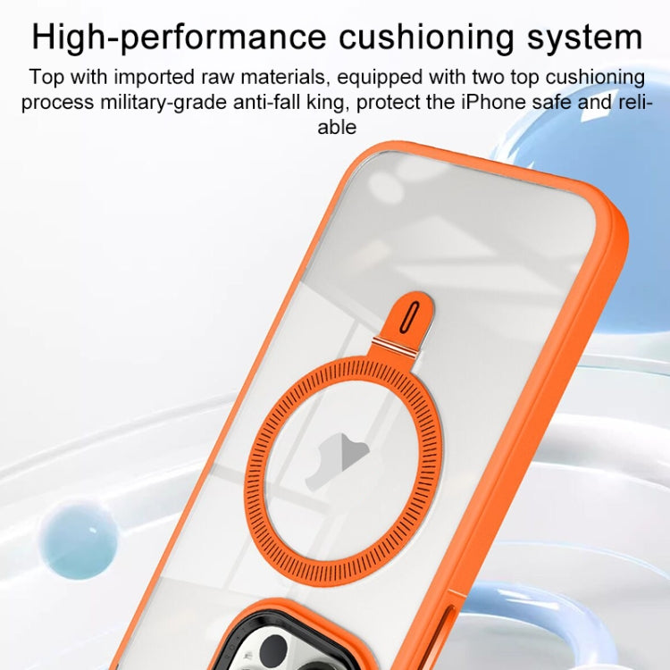 For iPhone 15 Shield Armor MagSafe Holder Phone Case(Orange) - iPhone 15 Cases by PMC Jewellery | Online Shopping South Africa | PMC Jewellery