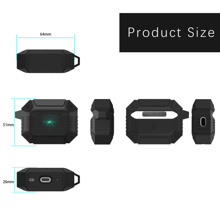 For AirPods Pro 2 Wireless Earphones Shockproof Armor Protective Case(Black) - For AirPods Pro 2 by PMC Jewellery | Online Shopping South Africa | PMC Jewellery | Buy Now Pay Later Mobicred