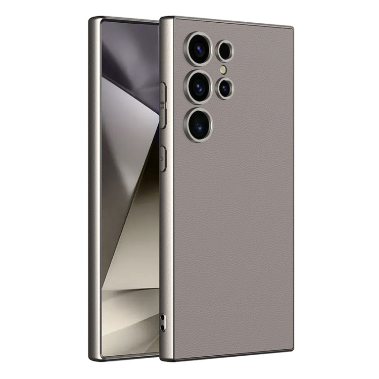 For Samsung Galaxy S24 Ultra 5G GKK Metal Paint Skin Feel Leather Full Coverage Phone Case(Grey) - Galaxy S24 Ultra 5G Cases by GKK | Online Shopping South Africa | PMC Jewellery | Buy Now Pay Later Mobicred