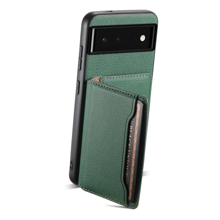 For Google Pixel 6 Calf Texture Card Bag Design Full Coverage Phone Case(Green) - Google Cases by PMC Jewellery | Online Shopping South Africa | PMC Jewellery | Buy Now Pay Later Mobicred