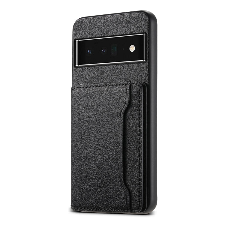 For Google Pixel 6 Pro Calf Texture Card Bag Design Full Coverage Phone Case(Black) - Google Cases by PMC TechLife | Online Shopping South Africa | PMC TechLife | Buy Now Pay Later Mobicred