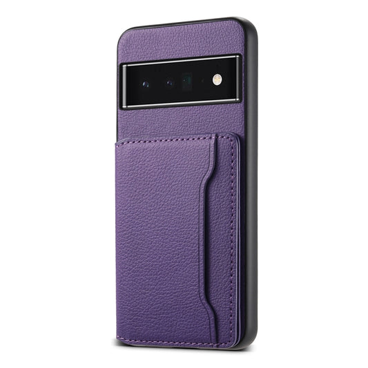 For Google Pixel 6 Pro Calf Texture Card Bag Design Full Coverage Phone Case(Purple) - Google Cases by PMC Jewellery | Online Shopping South Africa | PMC Jewellery | Buy Now Pay Later Mobicred