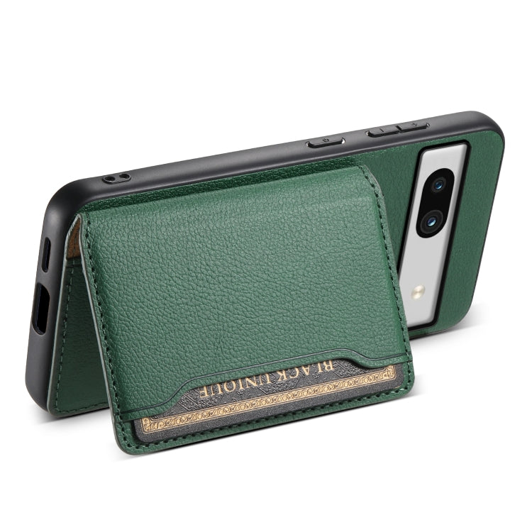 For Google Pixel 7a Calf Texture Card Bag Design Full Coverage Phone Case(Green) - Google Cases by PMC Jewellery | Online Shopping South Africa | PMC Jewellery | Buy Now Pay Later Mobicred