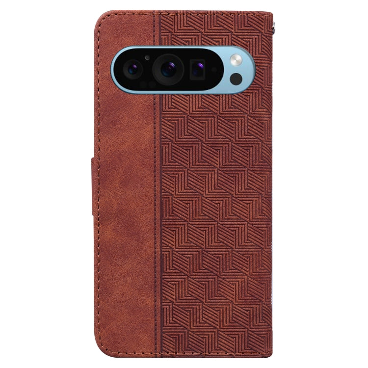 For Google Pixel 9 Geometric Embossed Leather Phone Case(Brown) - Google Cases by PMC Jewellery | Online Shopping South Africa | PMC Jewellery | Buy Now Pay Later Mobicred