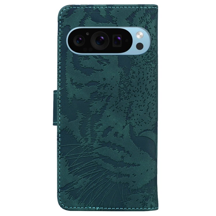 For Google Pixel 9 Tiger Embossing Pattern Flip Leather Phone Case(Green) - Google Cases by PMC Jewellery | Online Shopping South Africa | PMC Jewellery | Buy Now Pay Later Mobicred