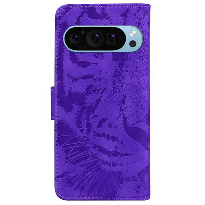 For Google Pixel 9 Tiger Embossing Pattern Flip Leather Phone Case(Purple) - Google Cases by PMC Jewellery | Online Shopping South Africa | PMC Jewellery | Buy Now Pay Later Mobicred