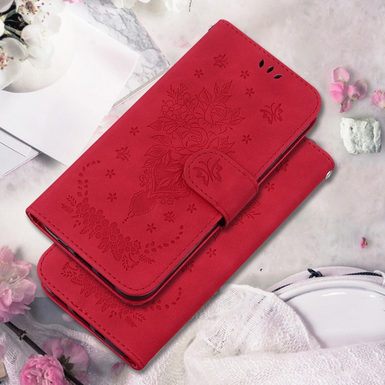 For Google Pixel 9 Pro Butterfly Rose Embossed Leather Phone Case(Red) - Google Cases by PMC Jewellery | Online Shopping South Africa | PMC Jewellery | Buy Now Pay Later Mobicred