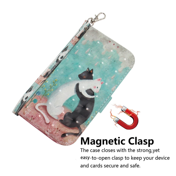 For Google Pixel 9 Pro 3D Colored Horizontal Flip Leather Phone Case(Black White Cat) - Google Cases by PMC Jewellery | Online Shopping South Africa | PMC Jewellery | Buy Now Pay Later Mobicred