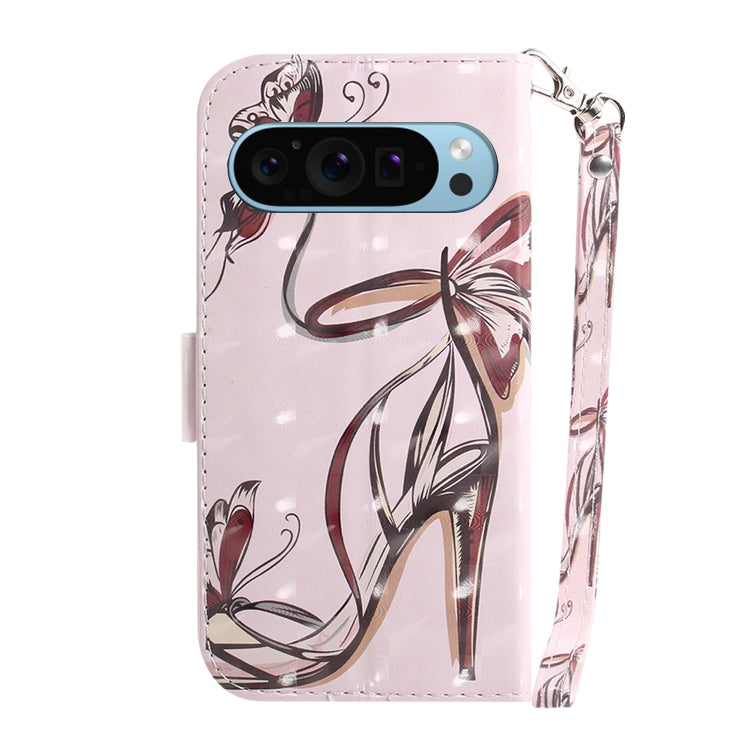 For Google Pixel 9 3D Colored Horizontal Flip Leather Phone Case(Butterfly High-heeled) - Google Cases by PMC TechLife | Online Shopping South Africa | PMC TechLife | Buy Now Pay Later Mobicred