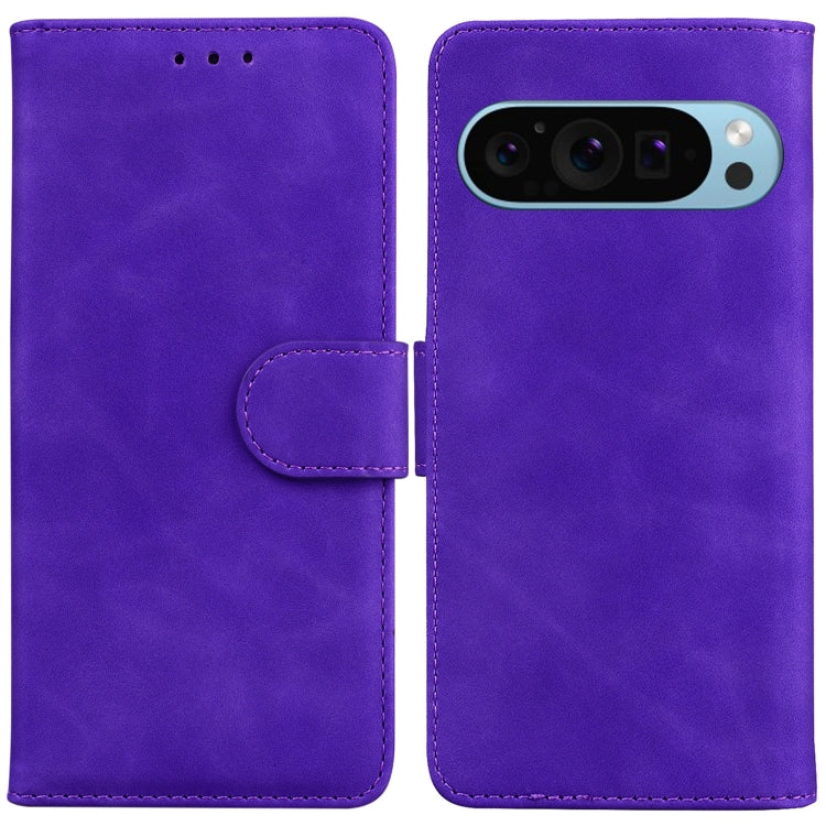 For Google Pixel 9 Skin Feel Pure Color Flip Leather Phone Case(Purple) - Google Cases by PMC Jewellery | Online Shopping South Africa | PMC Jewellery | Buy Now Pay Later Mobicred