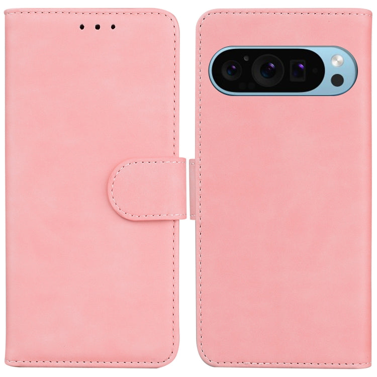 For Google Pixel 9 Skin Feel Pure Color Flip Leather Phone Case(Pink) - Google Cases by PMC Jewellery | Online Shopping South Africa | PMC Jewellery | Buy Now Pay Later Mobicred