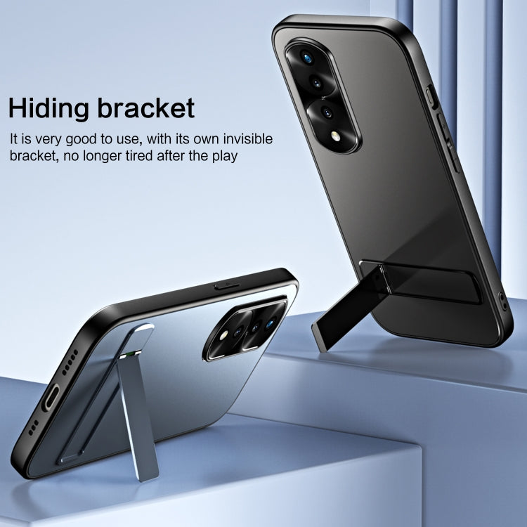 For Honor 70 Pro R-JUST RJ-61 Electroplating Frosted TPU + PC Phone Case with Holder(Blue) - Honor Cases by R-JUST | Online Shopping South Africa | PMC TechLife | Buy Now Pay Later Mobicred