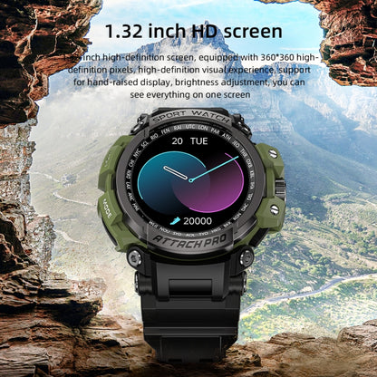 LOKMAT ATTACK 2 Pro 1.39 inch BT5.1 Smart Sport Watch, Support Bluetooth Call / Sleep / Heart Rate / Blood Pressure Health Monitor(Black Green) - Smart Watches by Lokmat | Online Shopping South Africa | PMC Jewellery