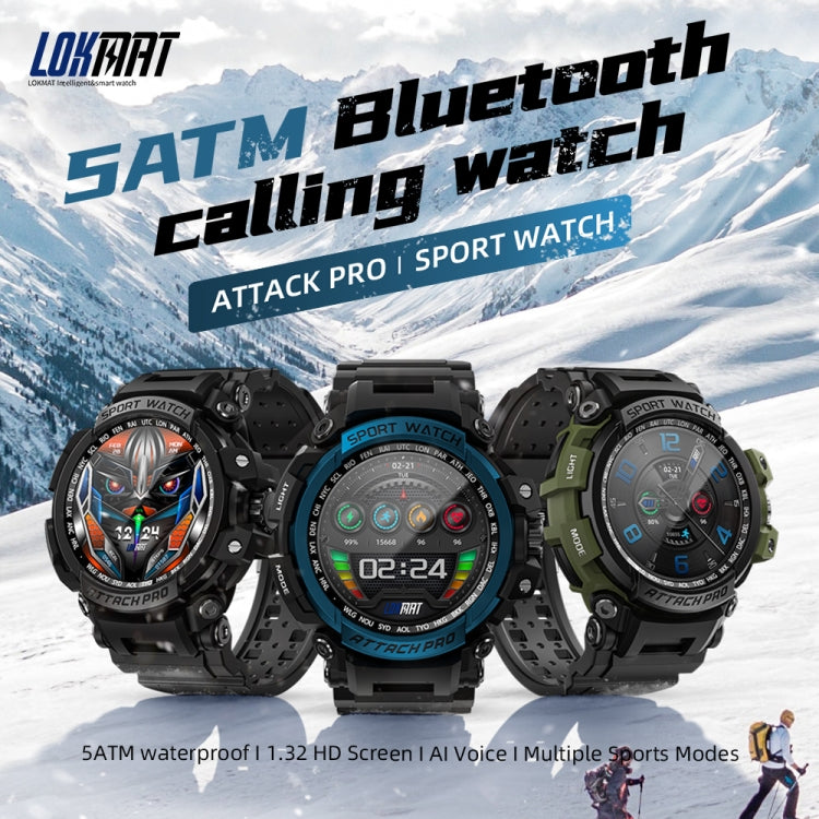 LOKMAT ATTACK Pro 1.32 inch BT5.1 Smart Sport Watch, Support Bluetooth Call / Sleep / Blood Oxygen / Heart Rate / Blood Pressure Health Monitor(Blue) - Smart Watches by Lokmat | Online Shopping South Africa | PMC Jewellery | Buy Now Pay Later Mobicred