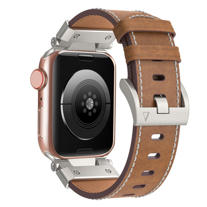 For Apple Watch SE 2023 44mm Mecha Style Leather Watch Band(Dark Brown) - Watch Bands by PMC Jewellery | Online Shopping South Africa | PMC Jewellery