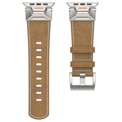 For Apple Watch SE 2022 44mm Mecha Style Leather Watch Band(Light Brown) - Watch Bands by PMC Jewellery | Online Shopping South Africa | PMC Jewellery