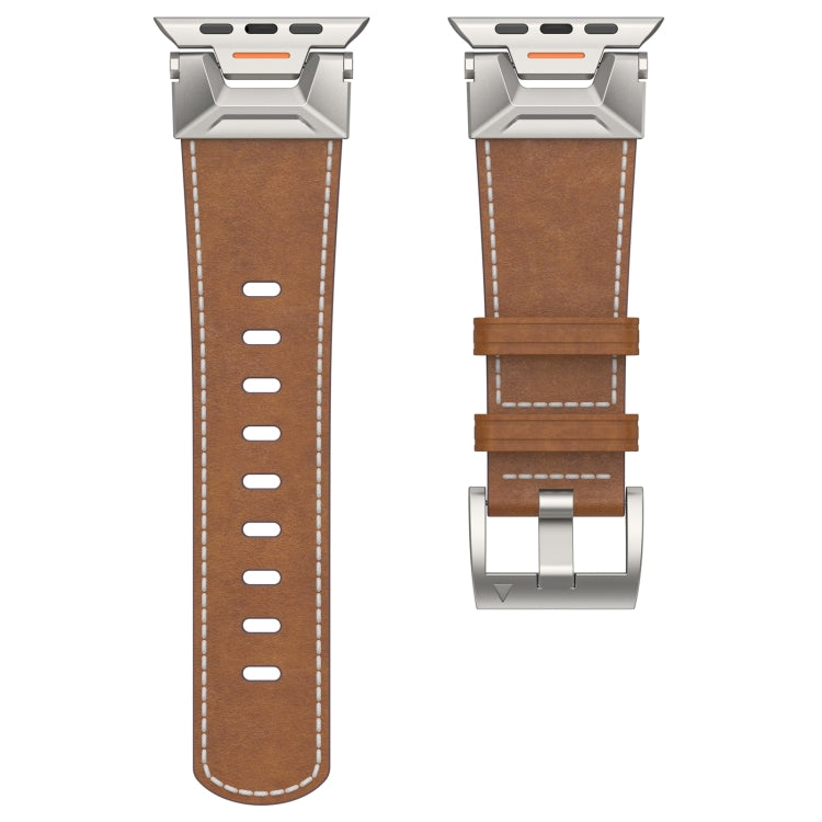 For Apple Watch Series 4 44mm Mecha Style Leather Watch Band(Dark Brown) - Watch Bands by PMC Jewellery | Online Shopping South Africa | PMC Jewellery