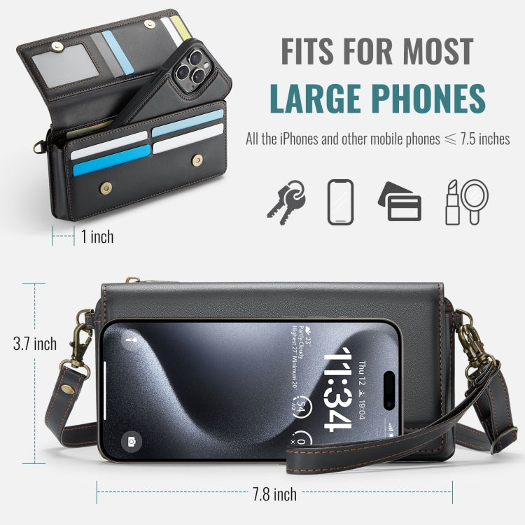 CaseMe Me30 Multi Functional Diagonal Cross Bag Phone Case(Black) - free shipping - PMC Jewellery - Order now!
