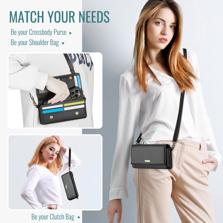 CaseMe Me30 Multi Functional Diagonal Cross Bag Phone Case(Black) - free shipping - PMC Jewellery - Order now!